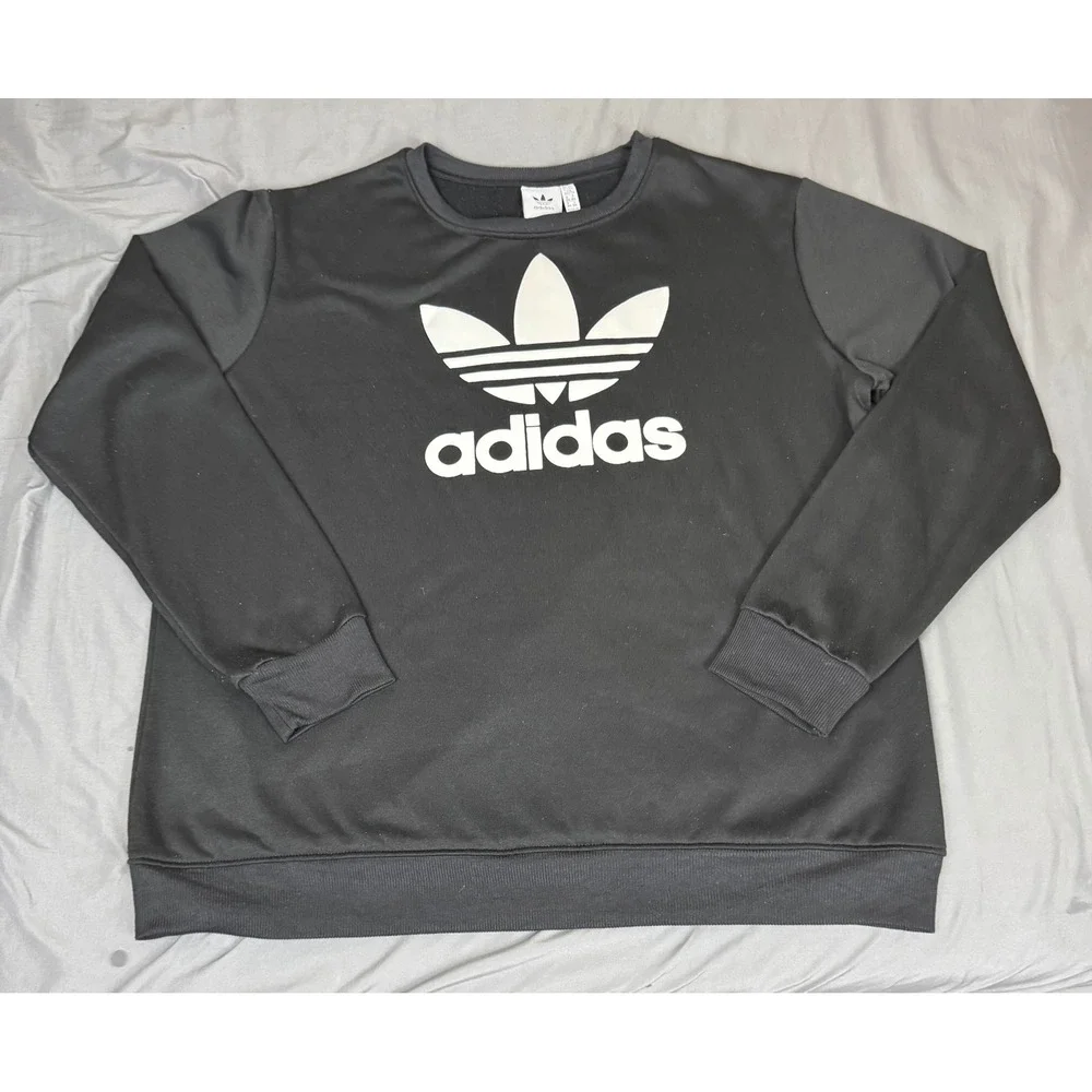 Adidas Originals Mens Trefoil Logo Sweatshirt Black Crewneck 3XL Pullover